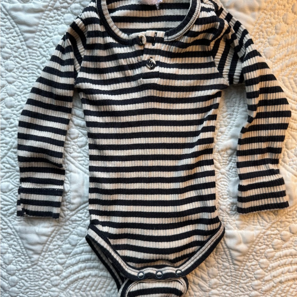 Jamie Kay Striped Black and White Onesie